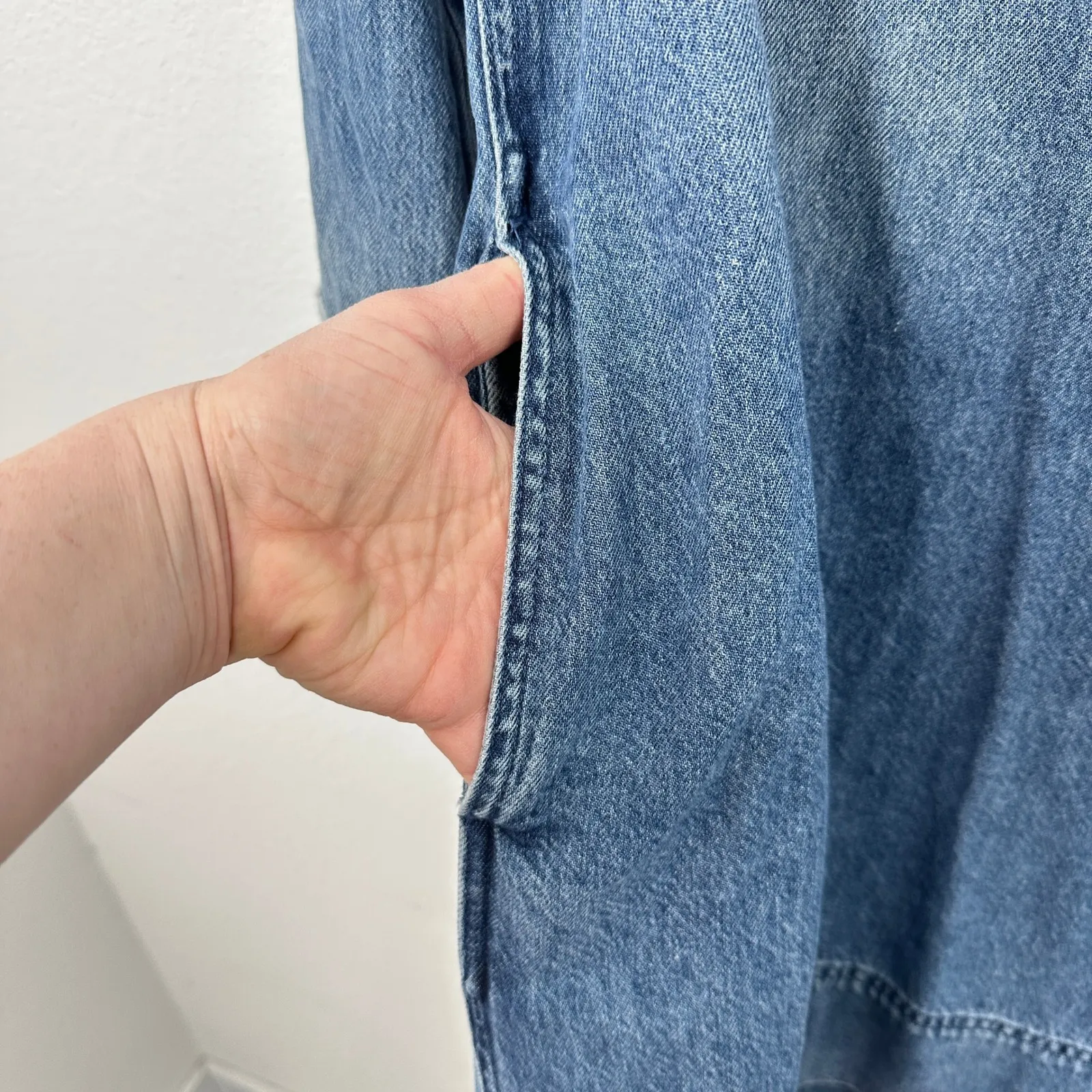 Madewell Denim Chambray V Neck Utility Dress Shirt Dress Blue Size XS NWOT Boho - Image 7