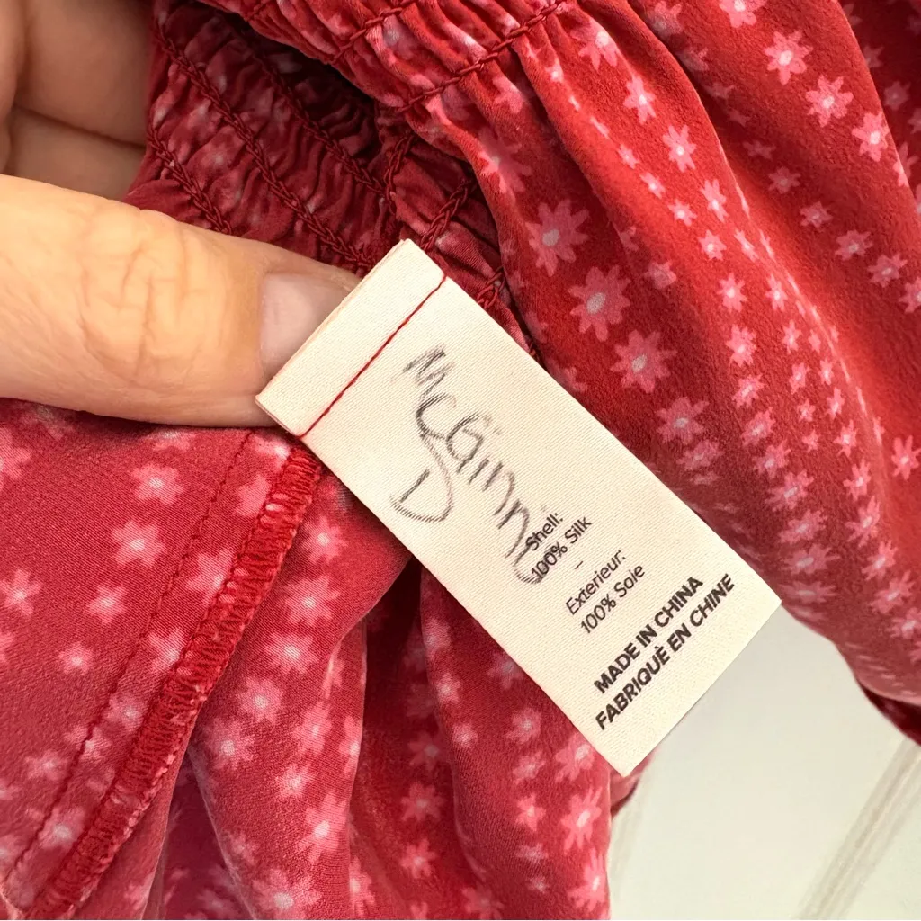 Silk Cinq a Sept Ruffled Turtleneck Top 473 Red Size M - Image 4