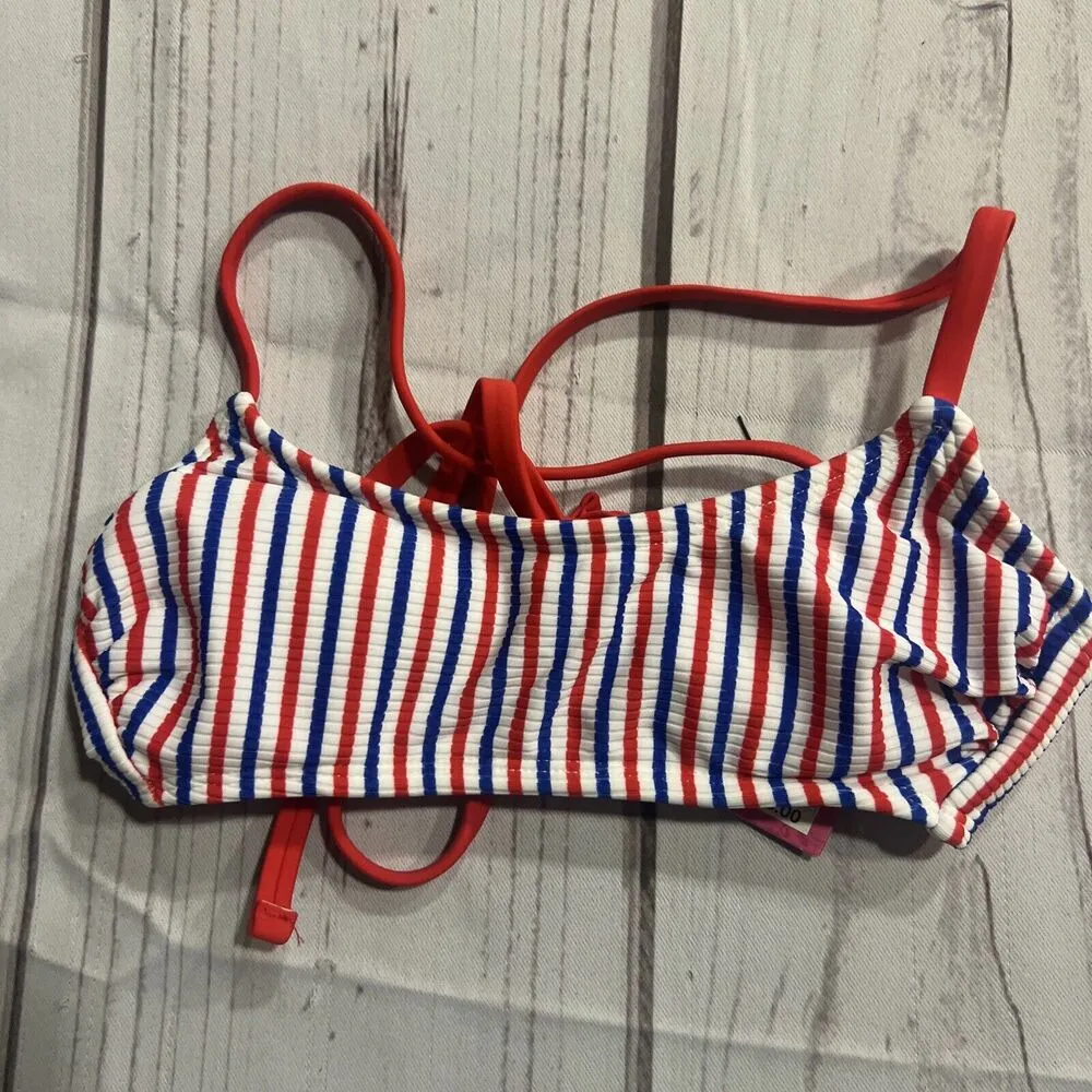 Xhilaration Red White & Blue Striped Bikini Top Women’s XS NWT - Image 3