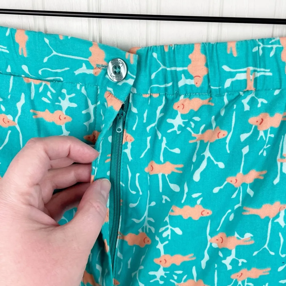 Vintage Lilly Pulitzer Cropped Capri Cotton Pants Green Fishy Print Size Small - Image 4
