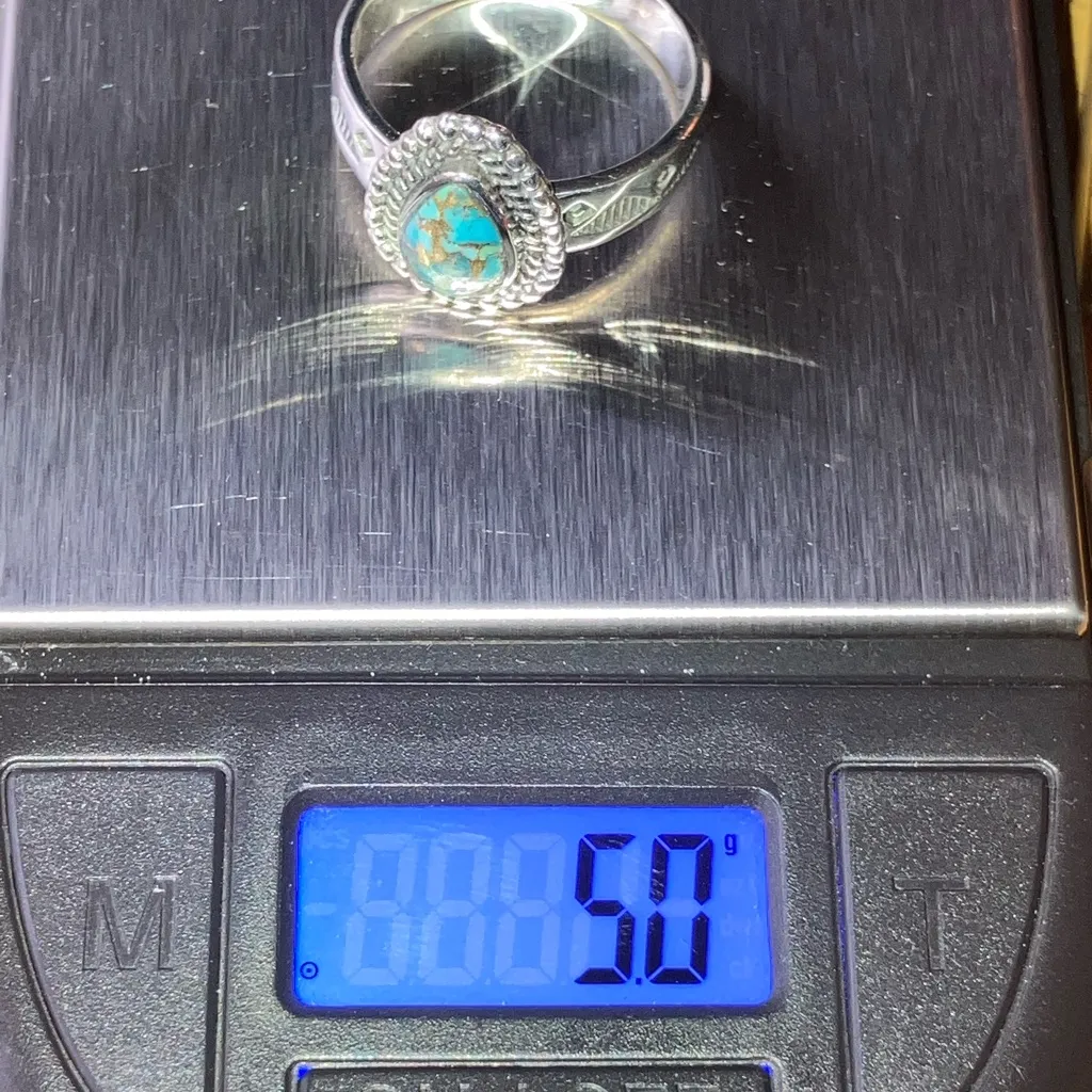 Mojave Turquoise Sterling Silver Southwestern Ring Size 9 Blue - Image 9