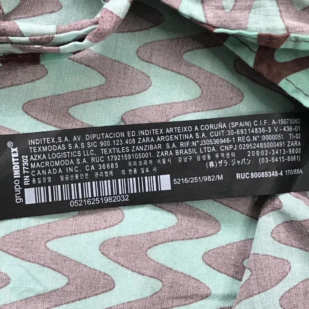 Zara Women's The Lissie Shirt Size Medium Swim Cover Up Tie Front Mint Brown NEW - Image 12