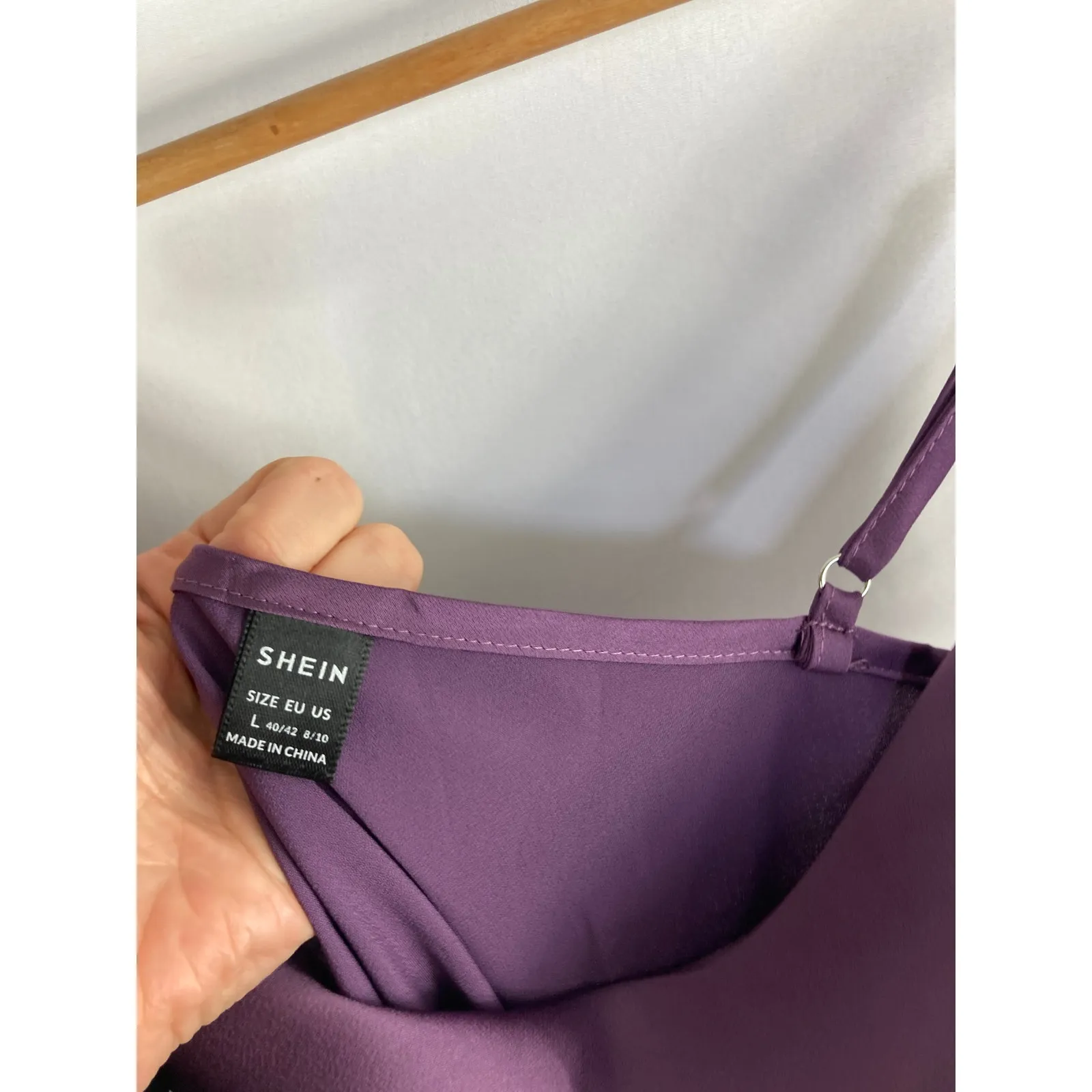 Shein Satin Purple Sleeveless Scoop Neck Maxi Dress Size Large - Image 3