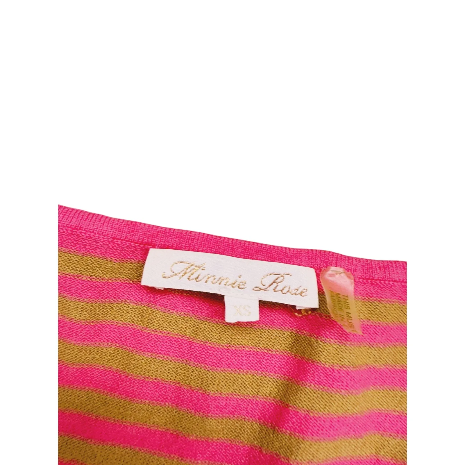 Minnie Rose Knit Scoop Neck Tank Top XS Pink Gold Stripe Y2K Retro Dopamine - Image 3