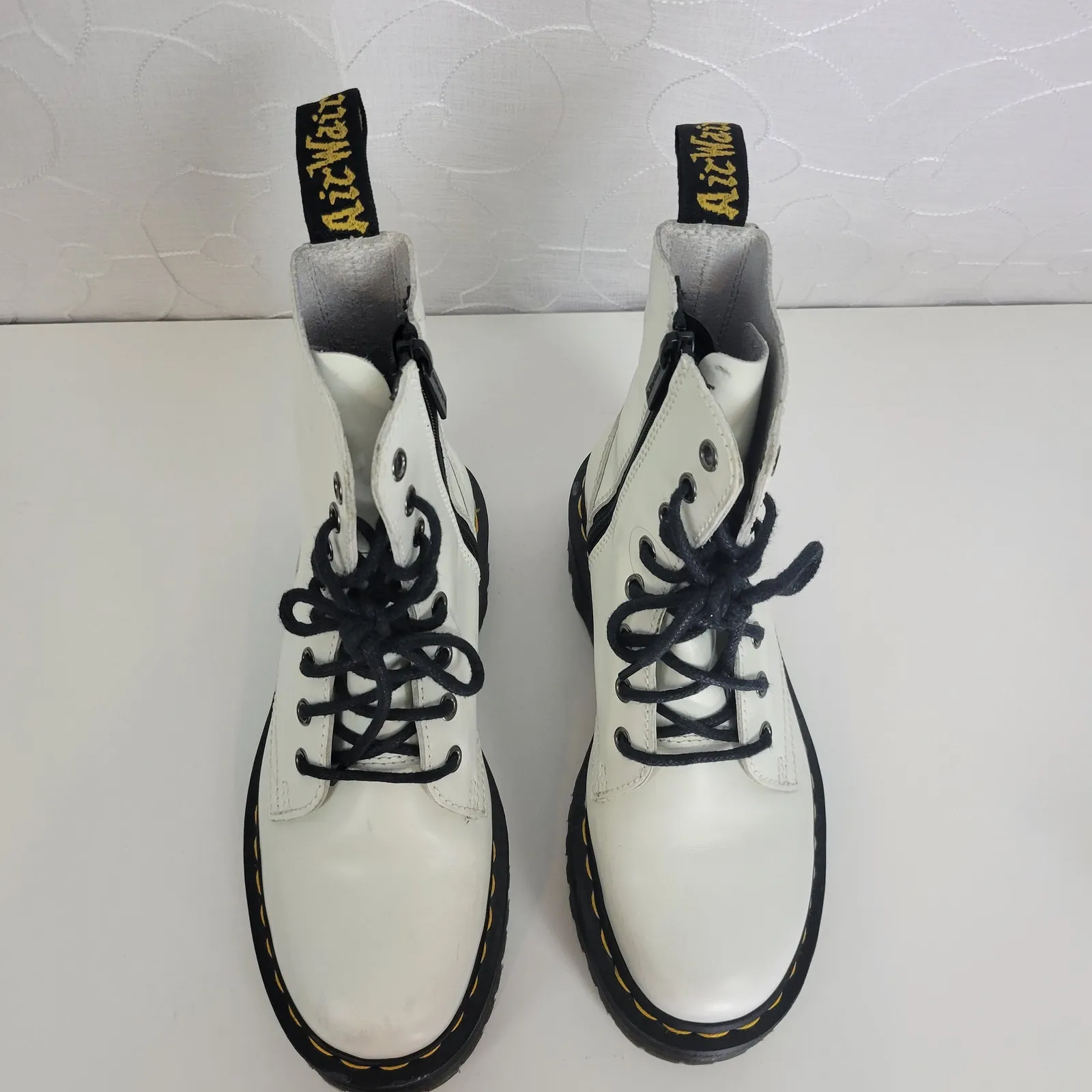 Doc Martens Womens Shoes Size 6 White Round Toe High Platform Side Zip‎ Boots - Image 7