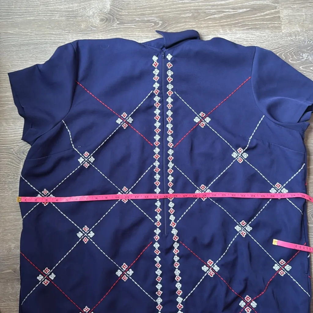 Frances Valentine Mabel Beaded Zip Front Mini Dress Navymulti 3X Blue - Image 14