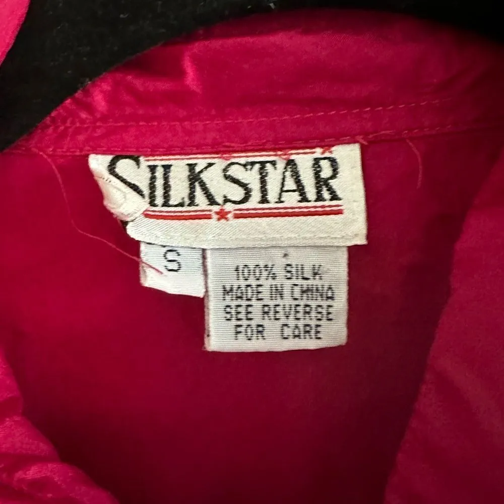 Women Vintage Hot Pink SilkStar 100% silk shirt - Image 5