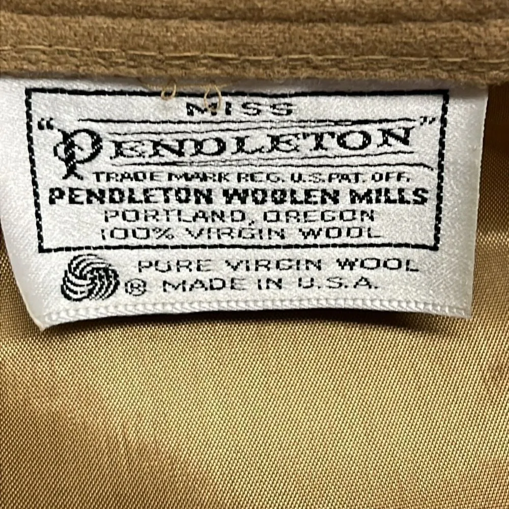 Pendleton Vintage Tan Pure Virgin Wool Lined Midi Pull-On Skirt Size 8 M516–149 - Image 13