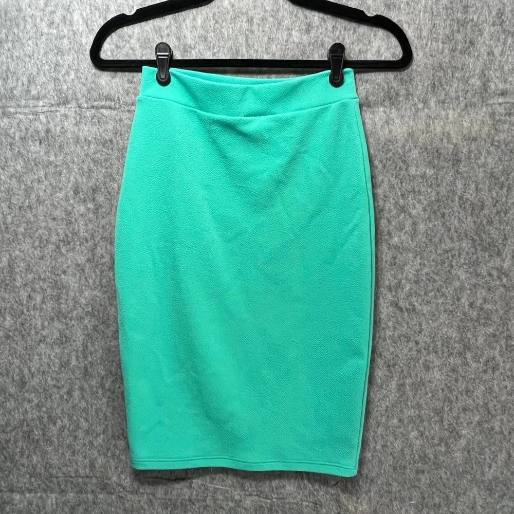 Vintage‎ Top 10 Mint Green Textured Pencil Skirt Professional Office Wear 90s - Image 4
