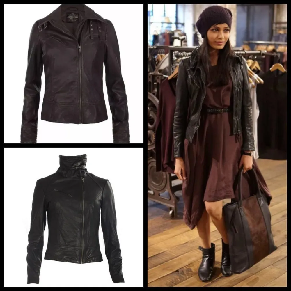 đź’•ALLSAINTSđź’• Belvedere Jacket ~ 100% Leather Moto Dark Brown Size US 4 - Image 3
