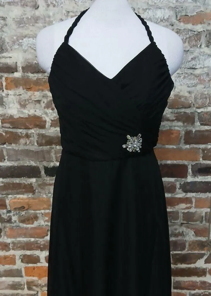 Mori Lee Formal Evening Gown Womens 10 Black Halter Maxi Dress Wedding Party - Image 3