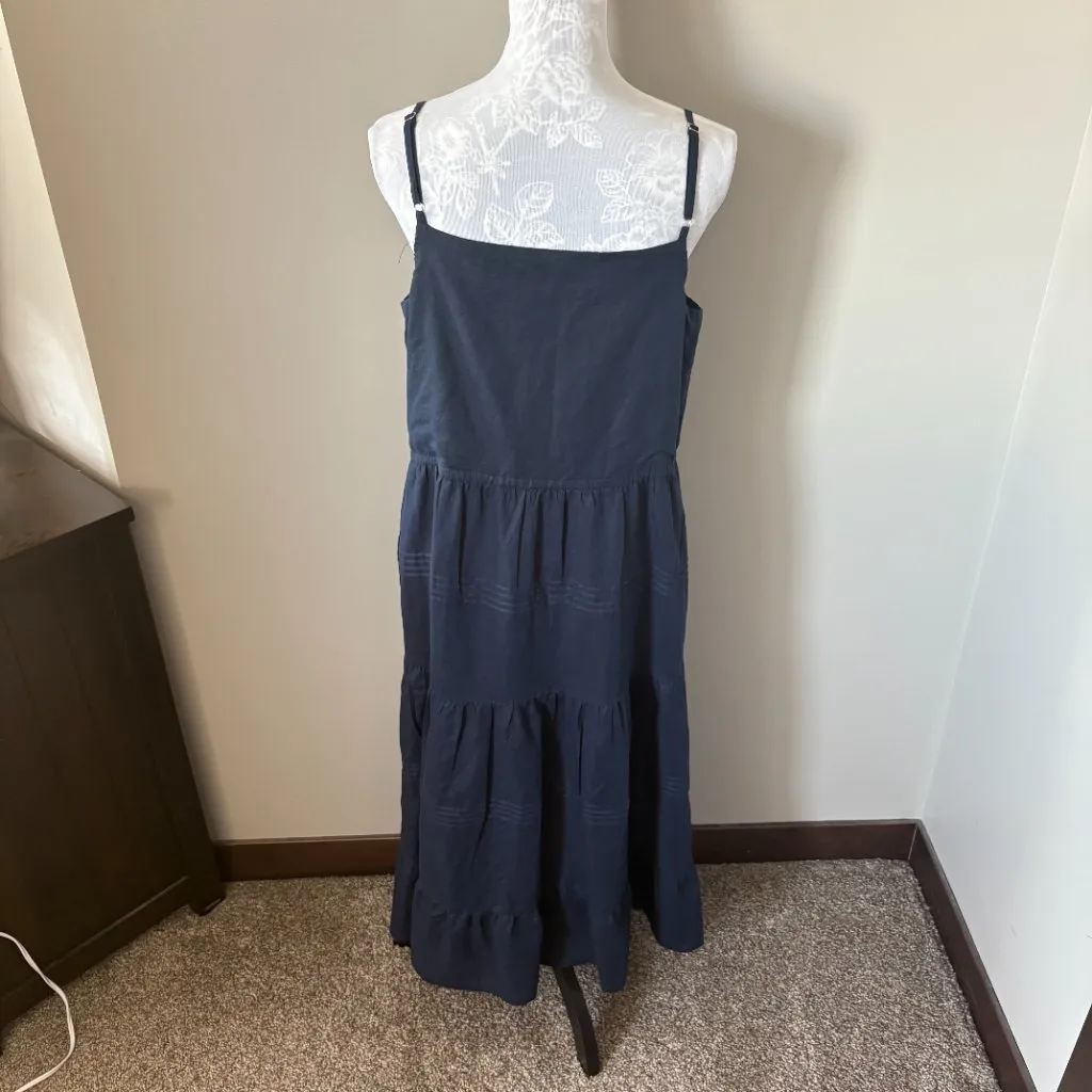 J. Mclaughlin Ruth Squareneck Button Down Maxi Dress Womens Large Linen Blend Blue - Image 4