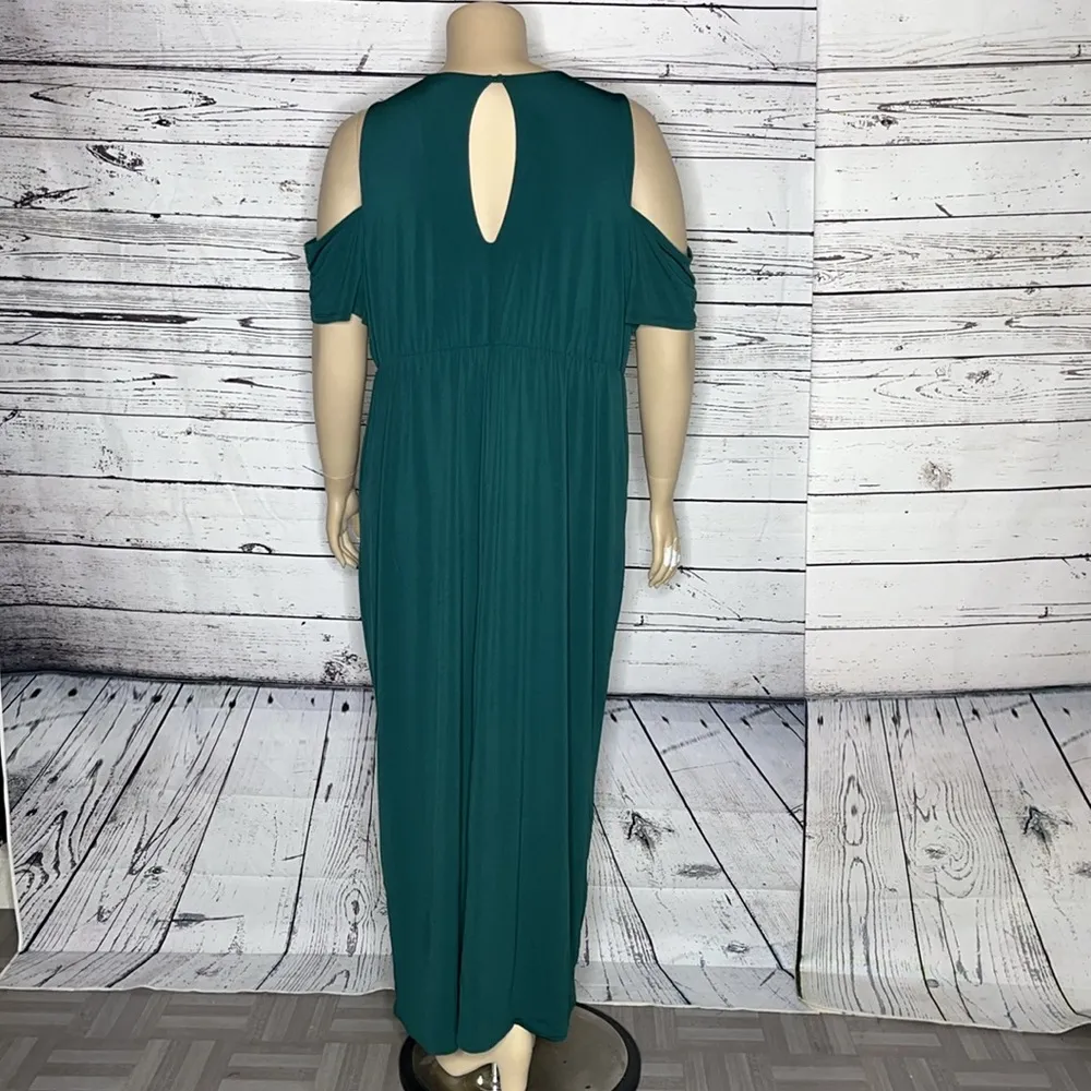 Torrid Size 4 Green Surplice V-Neckline Cold Shoulder Faux Wrap Dress - Image 5