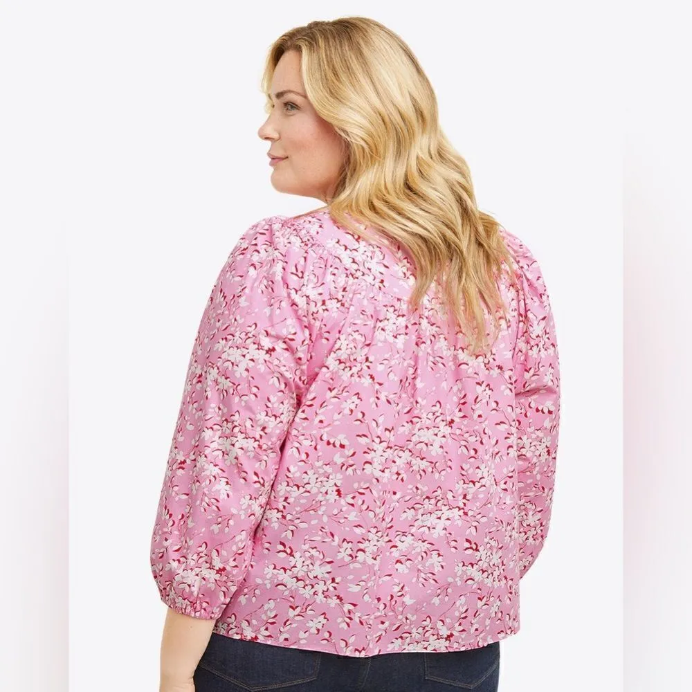 DRAPER JAMES NWT Button Down Top in Pink Shadow Floral size 2x - Image 4