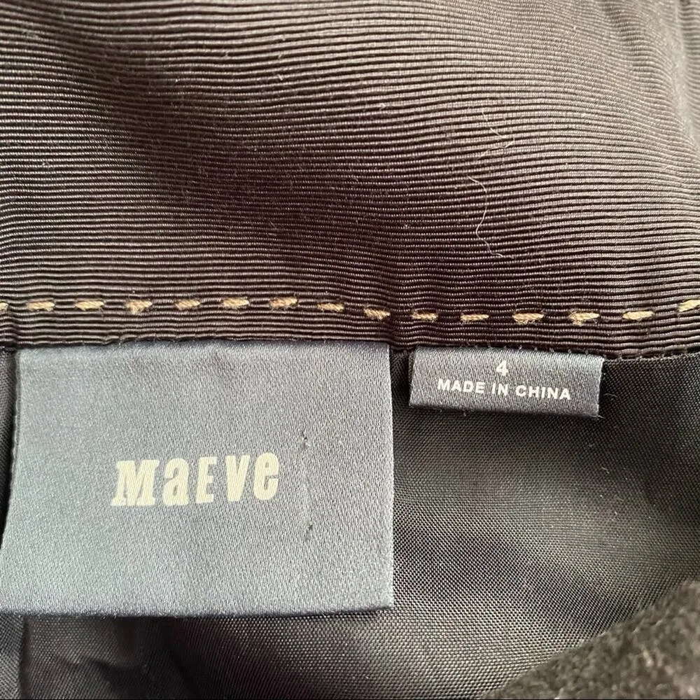 Anthropologie Maeve Black Wool Skirt sz 4 Pencil Skirt Tiered Scallop Hem - Image 2