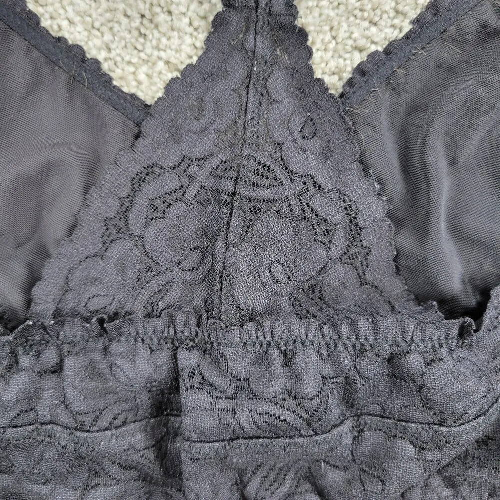 Intimately Free People Womens Bralette  L Black Lace Stretch Racerback Pullover - Image 7
