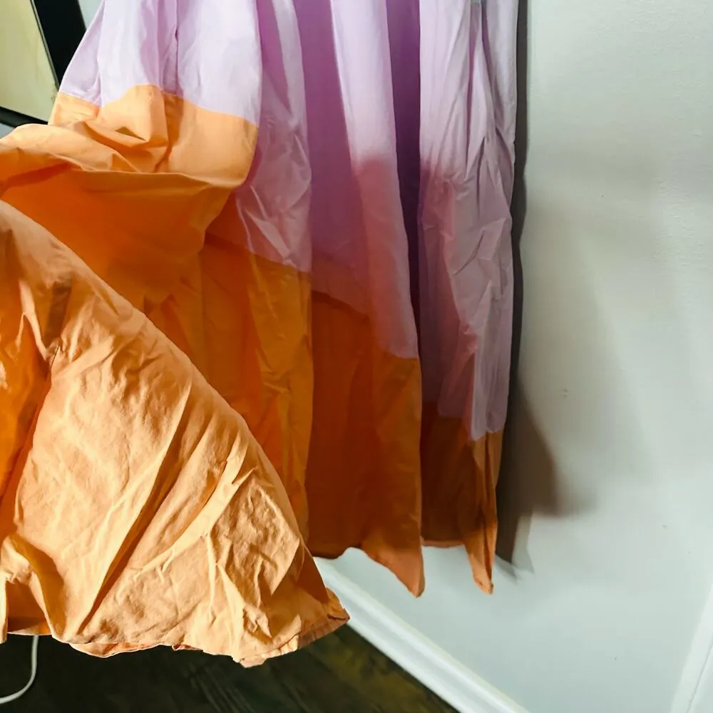 VEDA Summer Pastel Fiesta Orange Colorblock Sleeveless Shift Dress Size Small - Image 7