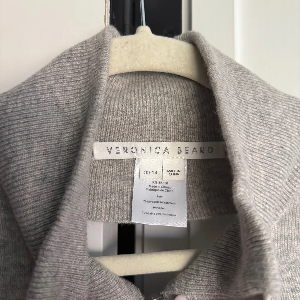 Veronica Beard Uptown Cashmere Wool Grey Zippered Dickey - Image 4