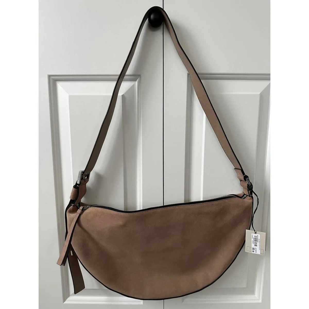 AllSaints Half Moon Suede Shoulder Bag NWT Mink Brown - Image 6