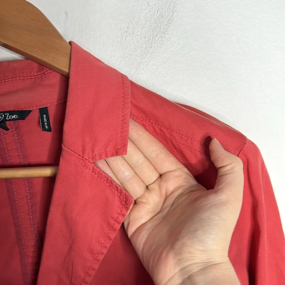 Nic + Zoe coral utility two chunky button flap pocket cotton blend blazer size L - Image 4