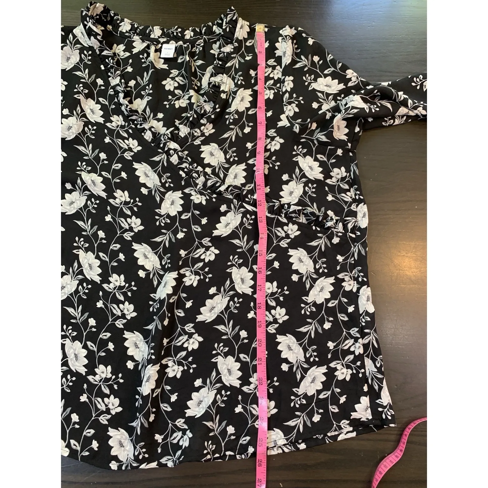 Old Navy‎ Faux Wrap Shirt Womens Large Floral Lightweight Office Church - Image 9