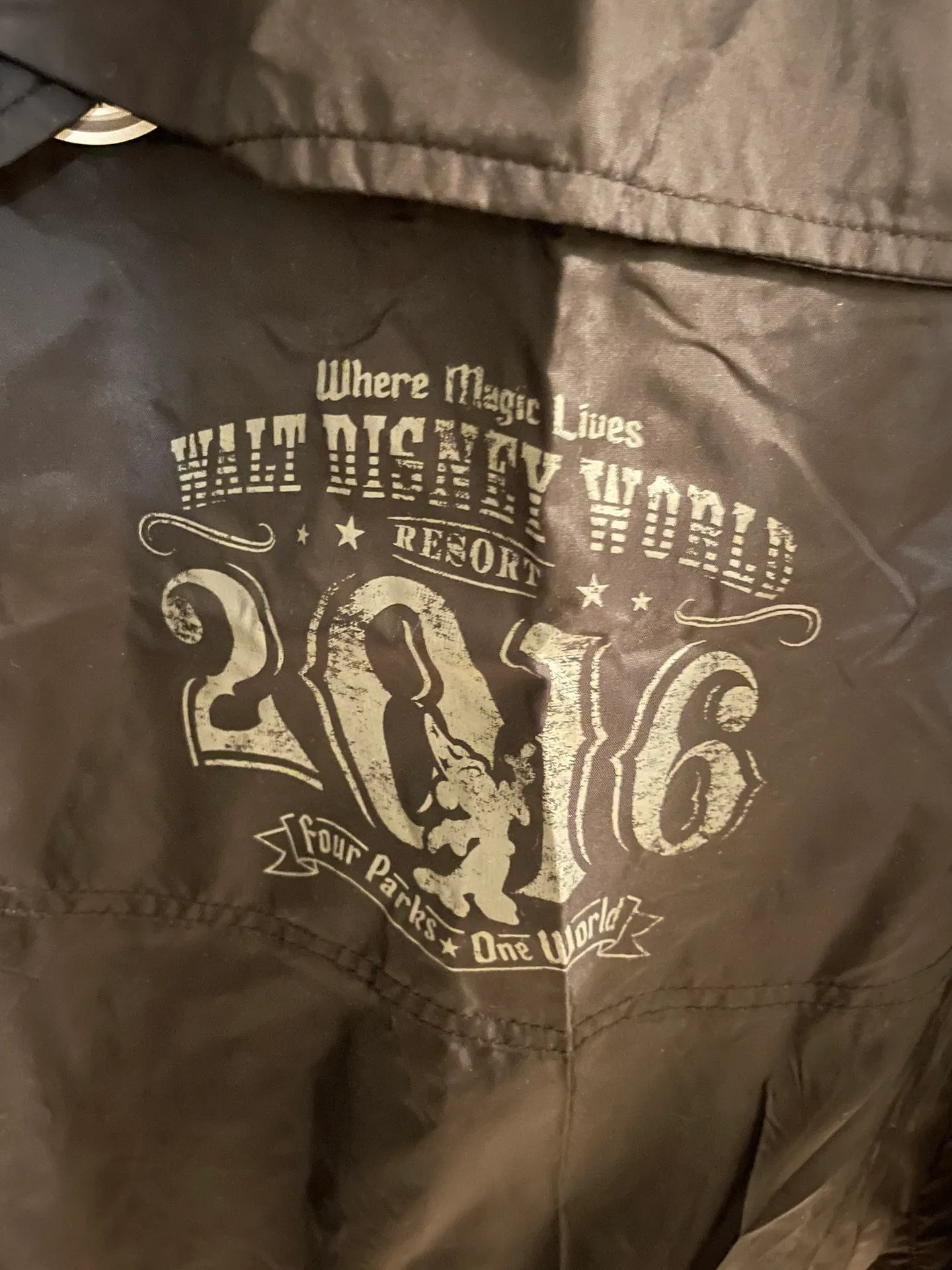 Parks 2016 “Walt  World Resort” Black Rain Jacket - Image 3