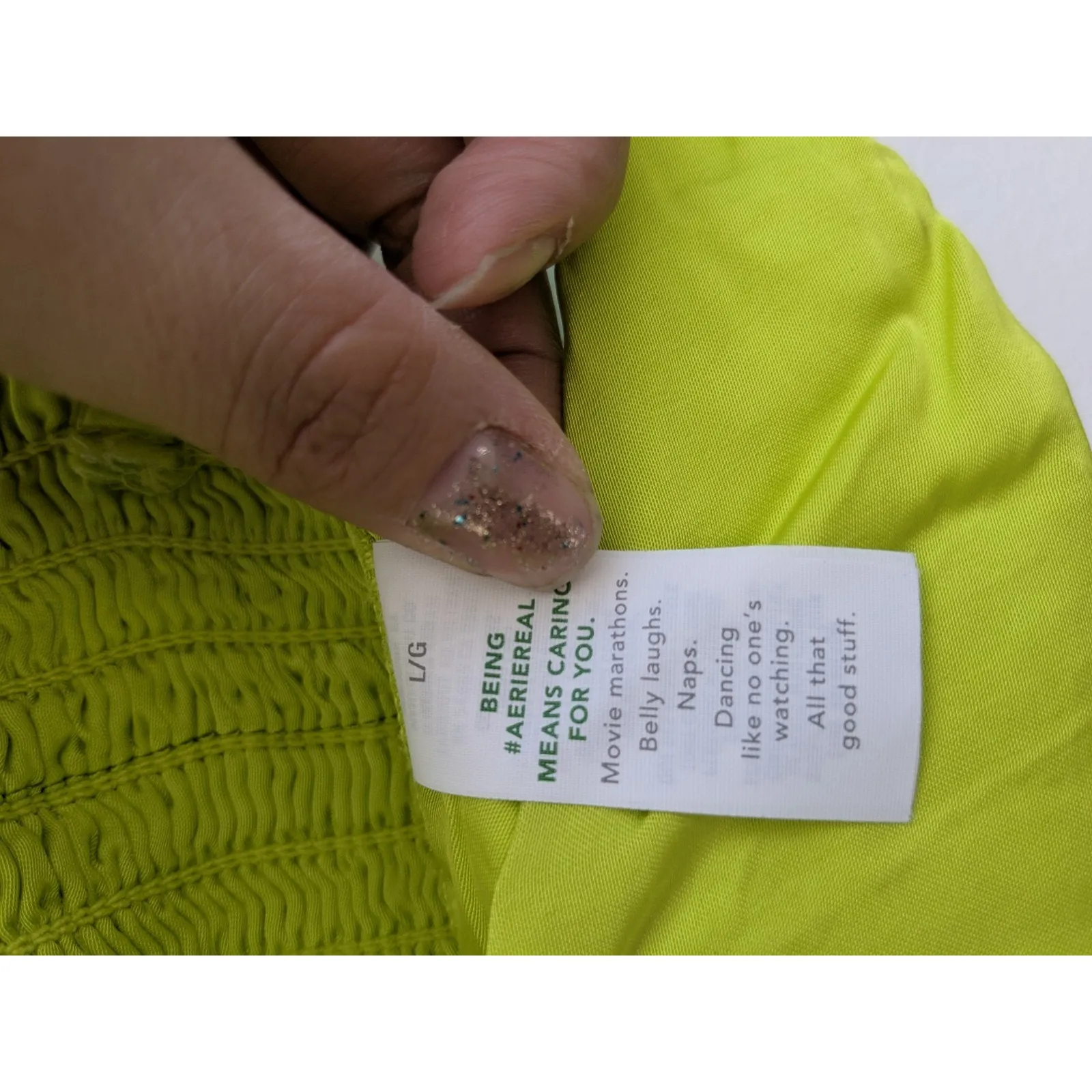 Aerie Women's Bralette Green Longline V-Neck Adjustable Straps Ruched Back Sz L - Image 5