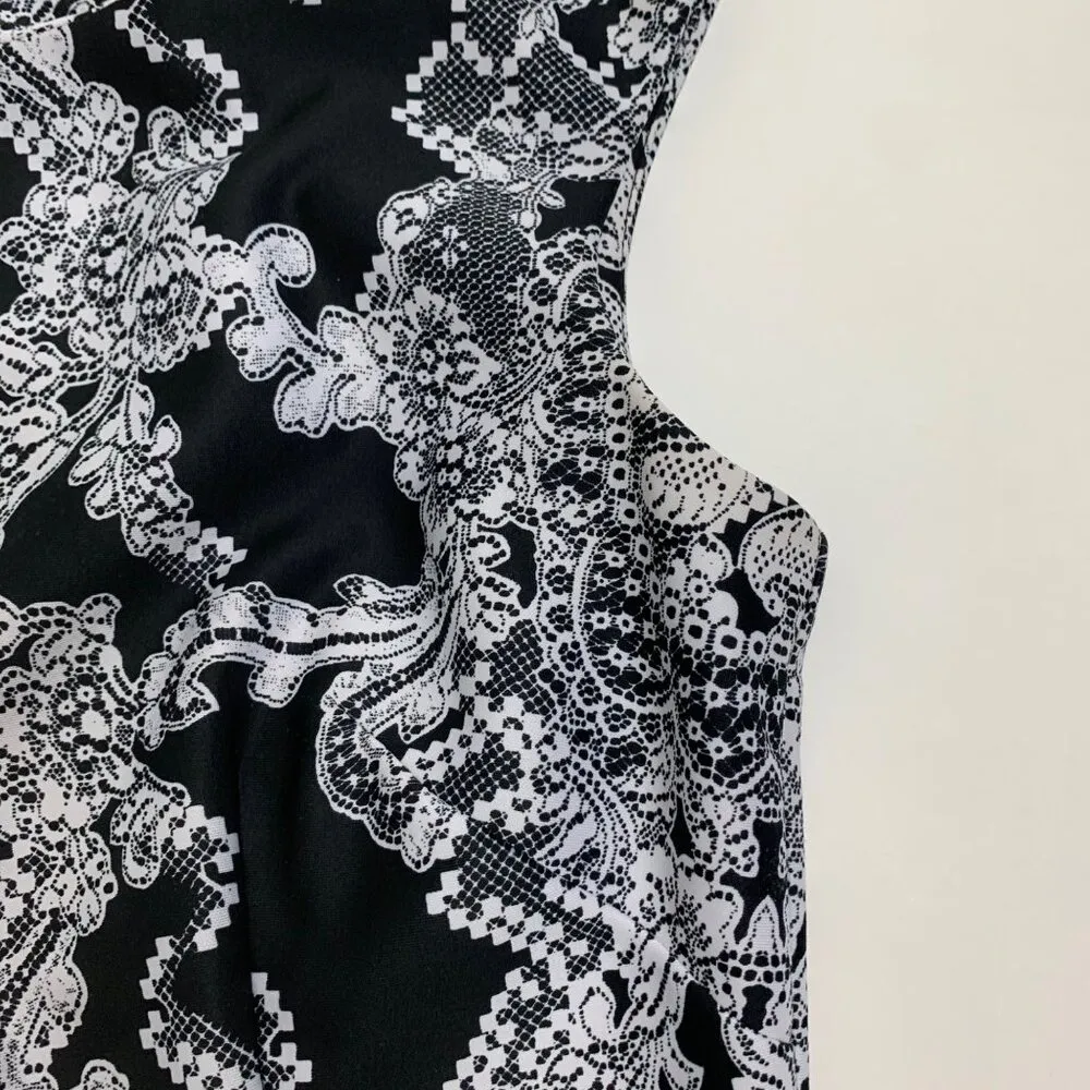 R&K Women's Black & White Sleeveless Dress Size 8 career Workwear Shift FLAWED - Image 5