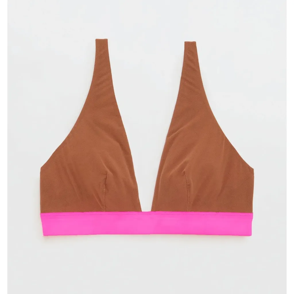 Aerie Smoothez Plunge Mesh Bralette Brown and pink small - Image 4