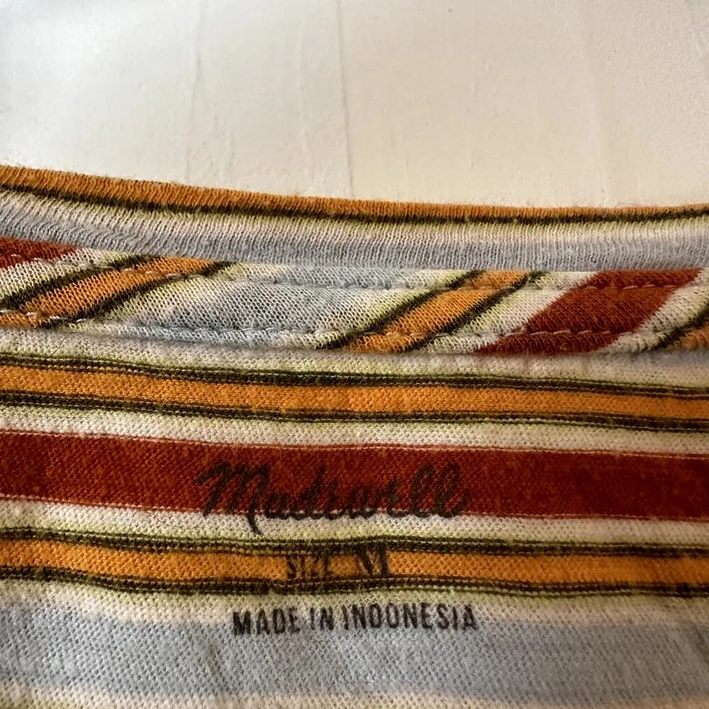 Madewell Whisper Cotton Stripe Crewneck Tee Crop Feather Blue Castaway Stripe M - Image 5