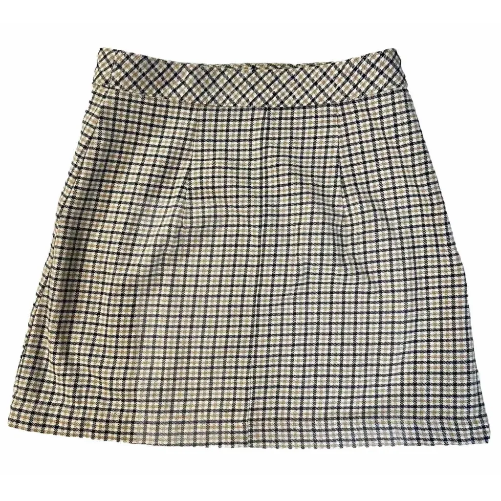 H&M Divided Tan Black And White Mini Skirt Button Up Size 4‎ - Image 3