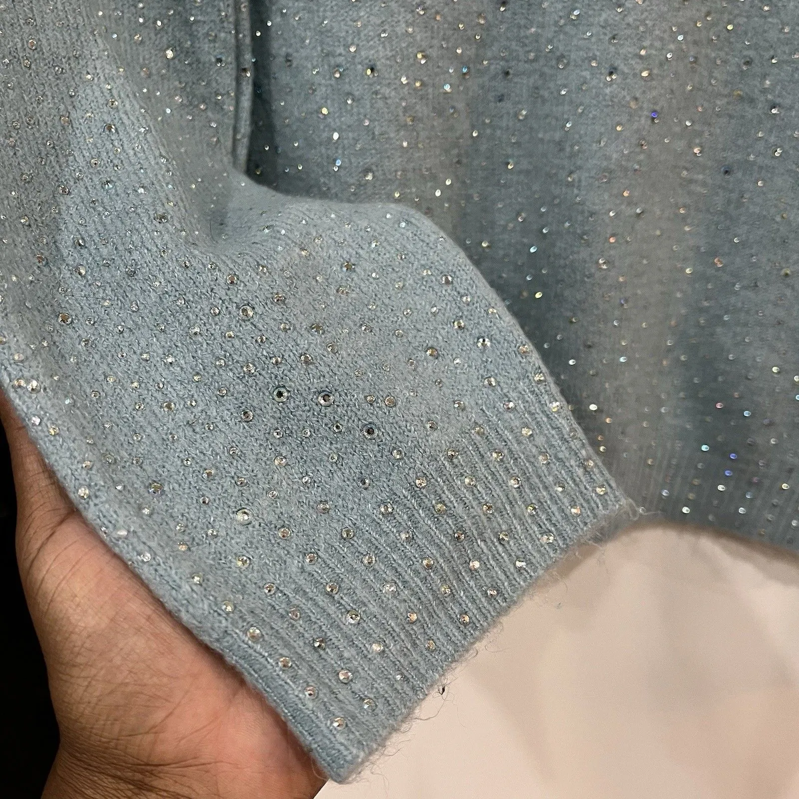 Vintage Blue Anthony Richards Women’s Rhinestone Sweater Medium Petite Sparkle Size undefined - Image 2