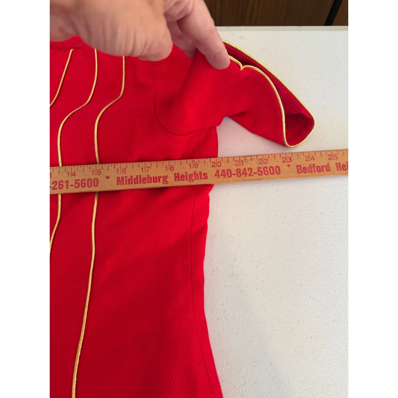 VTG Richard Warren‎ Red Gold Trim Short Sleeve Blazer Jacket 80's Retro Size 14 - Image 6