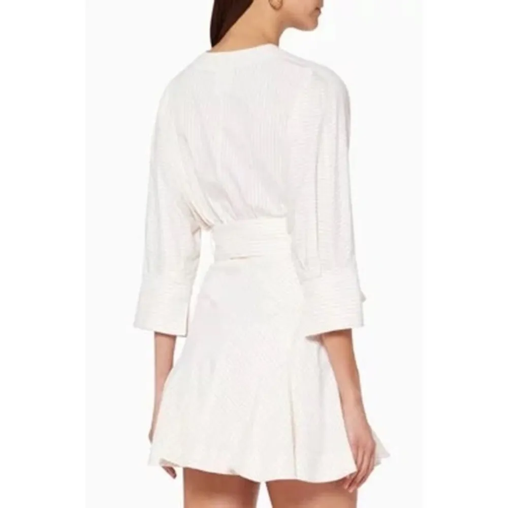 Acler Lipton striped yellow‎ Periwinkle belted Shirt Dress size 6 White - Image 4