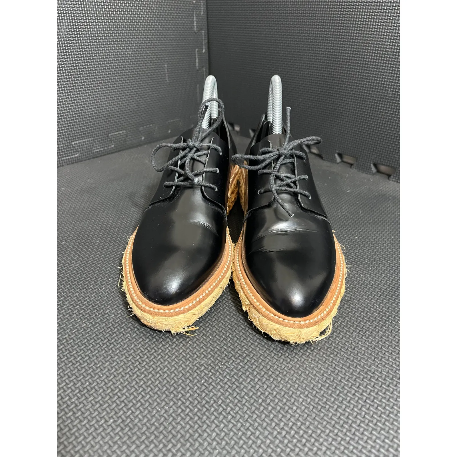 Loeffler Randall Black Oxford Raffia Callie Wedge Shoes‎ Leather Womens Size 8 - Image 2