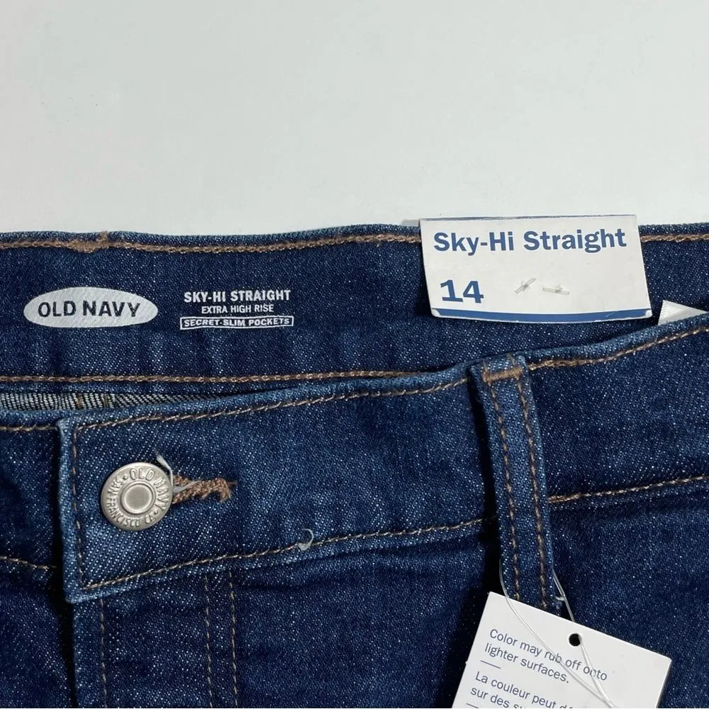NWT Old Navy Sky Hi‎ Straight Jeans Secret Slim Pockets Extra High Rise Size 14 - Image 5