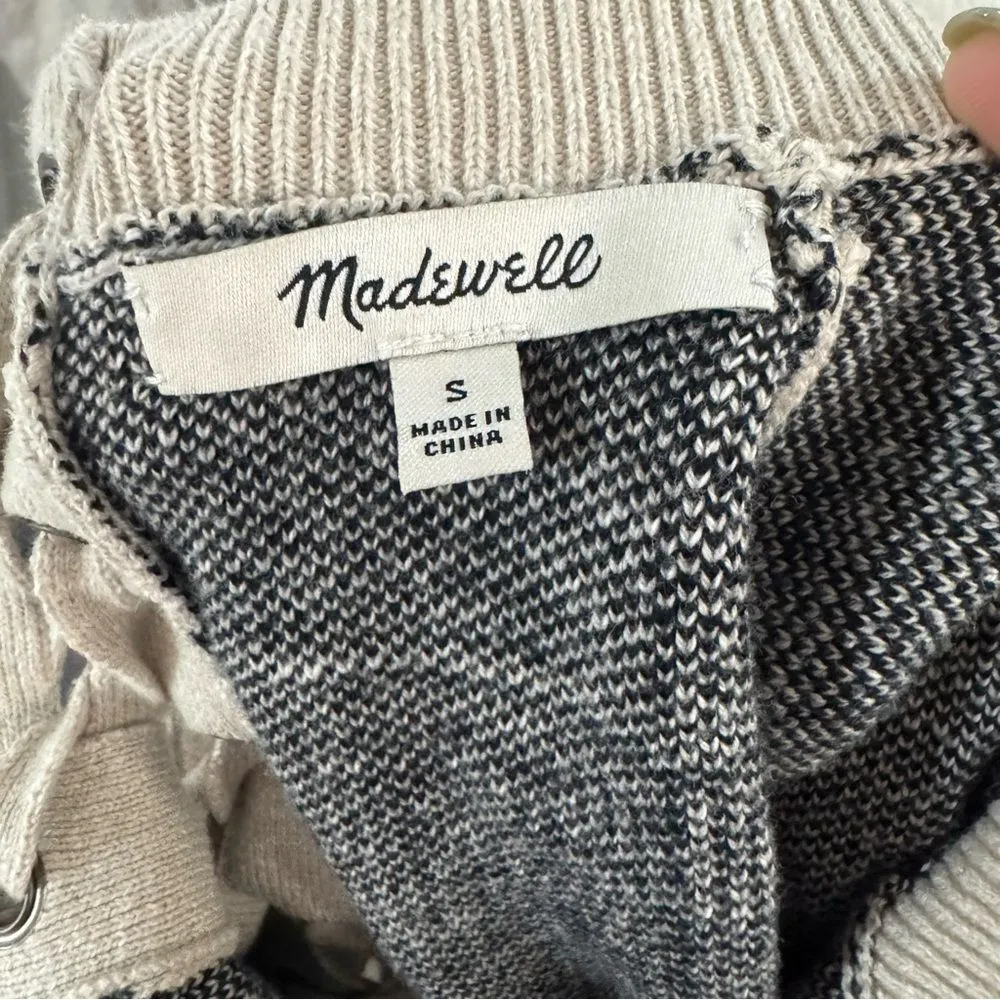 Madewell Windowpane Sweater Small‎ - Image 4