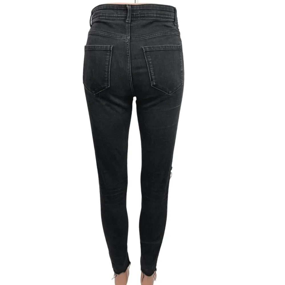 Zara Basic Black Ripped Distressed Z1975 Denim High Rise Skinny Jeans Size 4 - Image 3