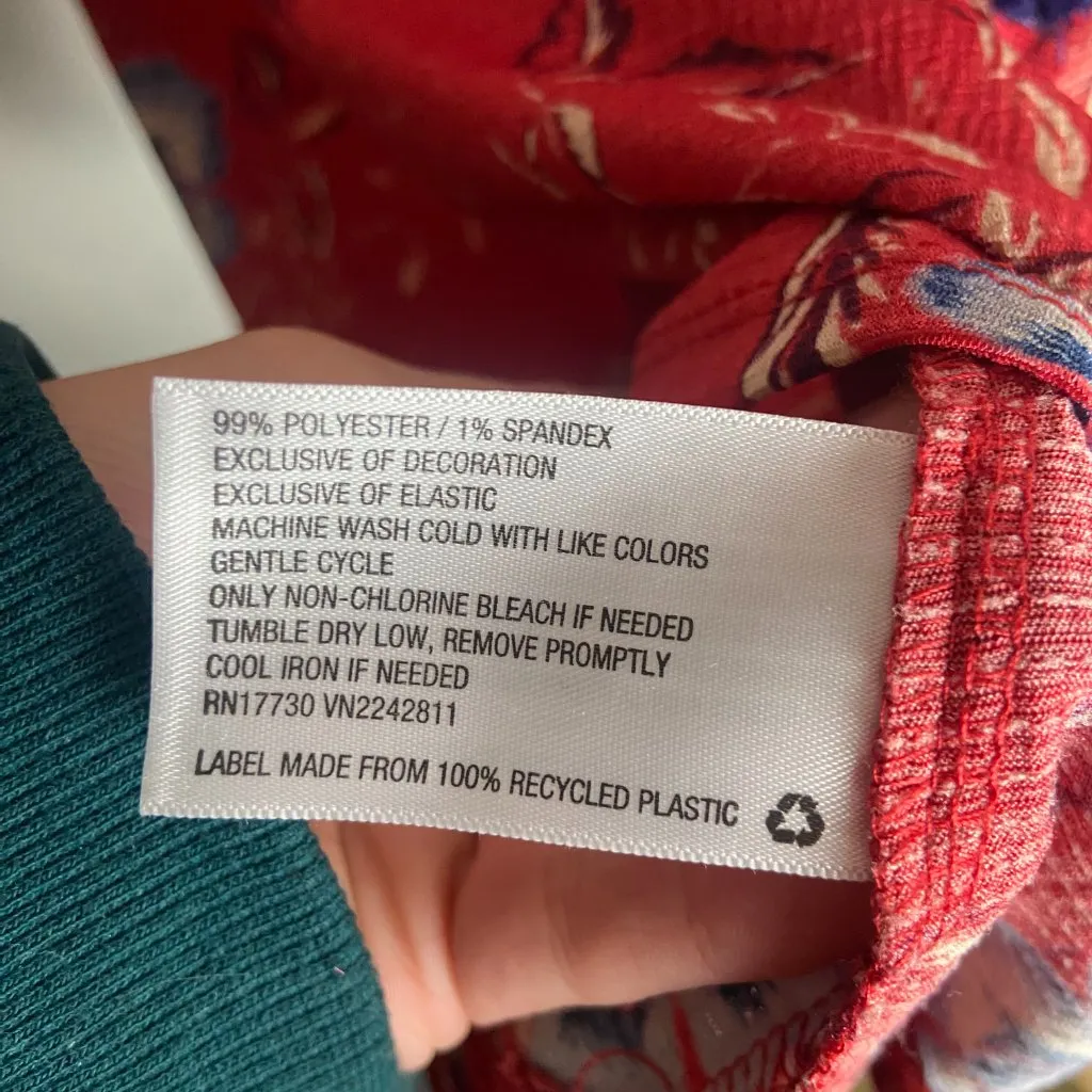 Knox Rose Size Medium Floral Tank Top Blouse Red Blue Boho Tassel Tie Textured - Image 3