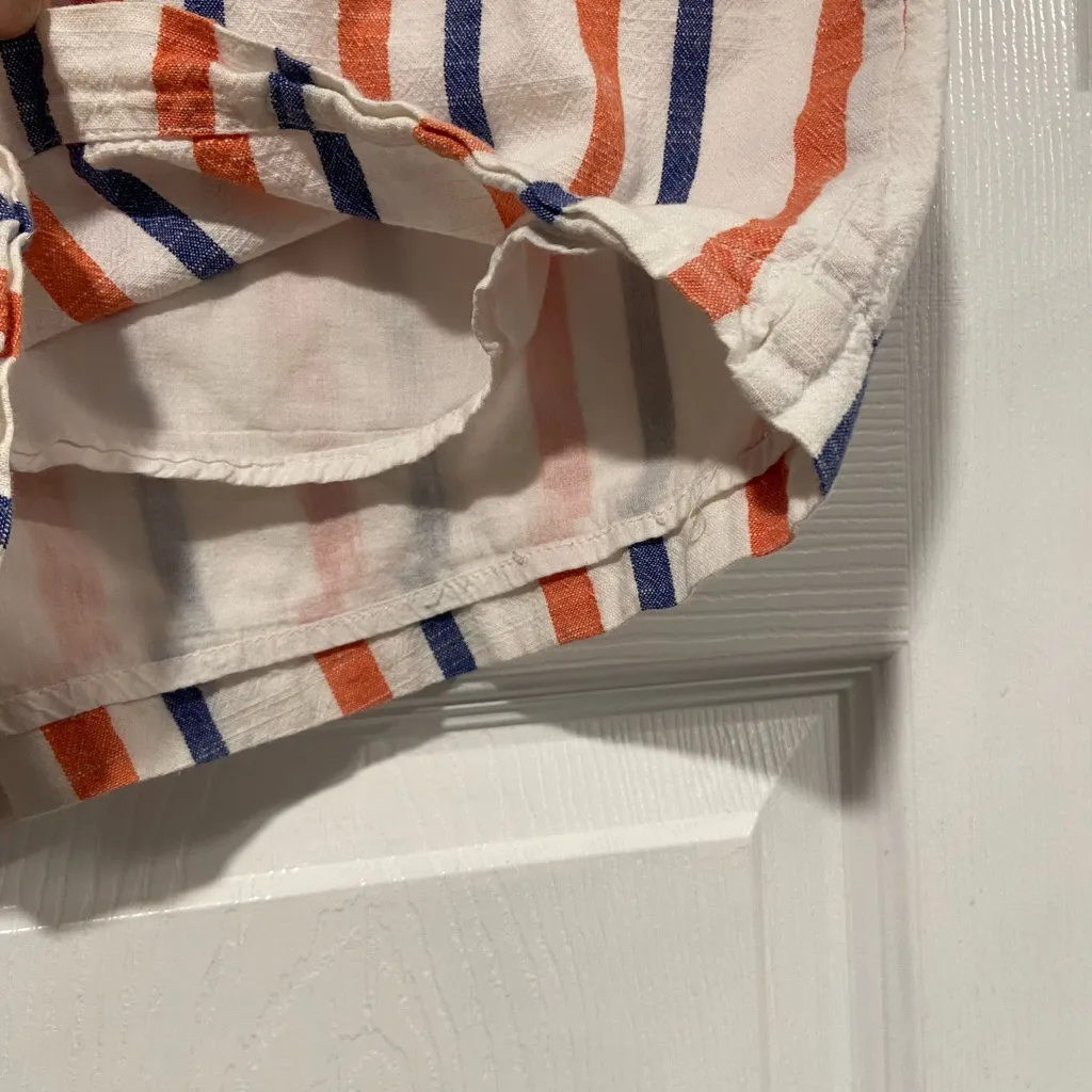 Charlotte Russe Size S Paperbag Belted Lined Cotton Blue White Striped Shorts - Image 6