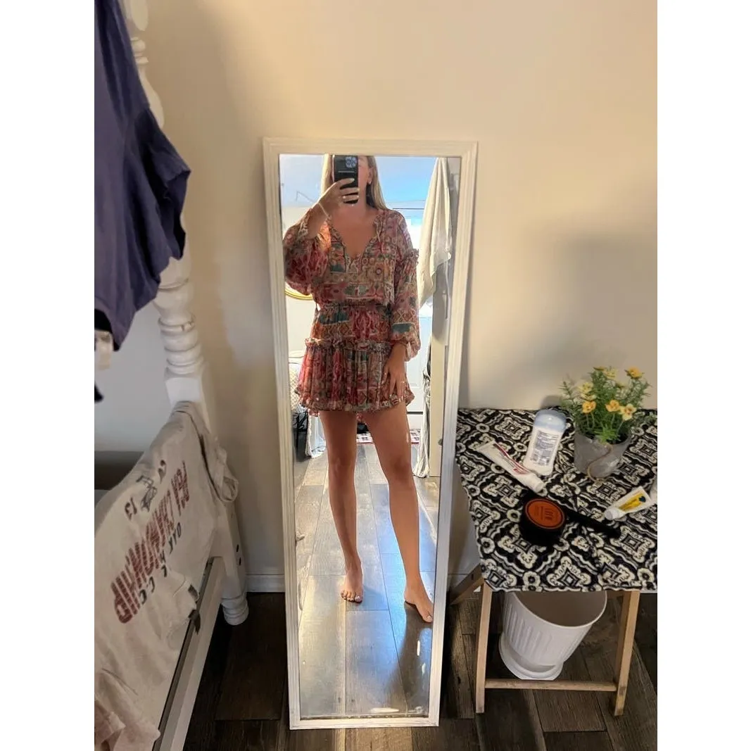 MISA Los Angeles Multicolored Metallic Split Neck Long Sleeve Elena Dress Size S - Image 13