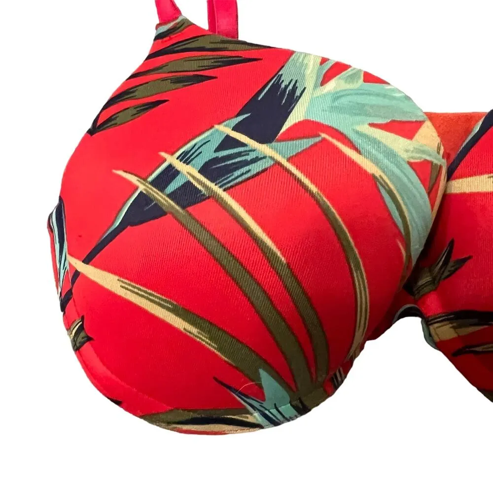 PINK by Victoria's Secrets Red Tropical Palms Wear Everywhere Push-Up Bra 34C - Image 4