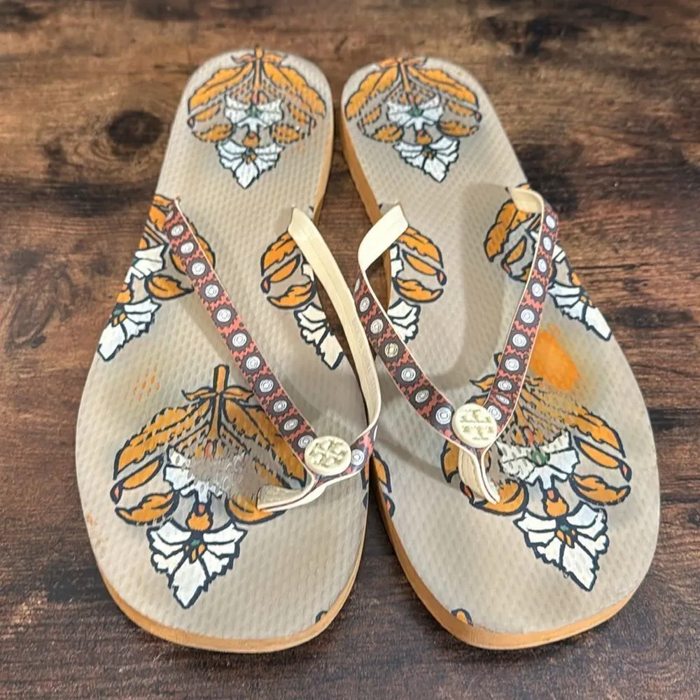 Tory Burch Brown Patterned Flip‎ Flops size 11 - Image 8