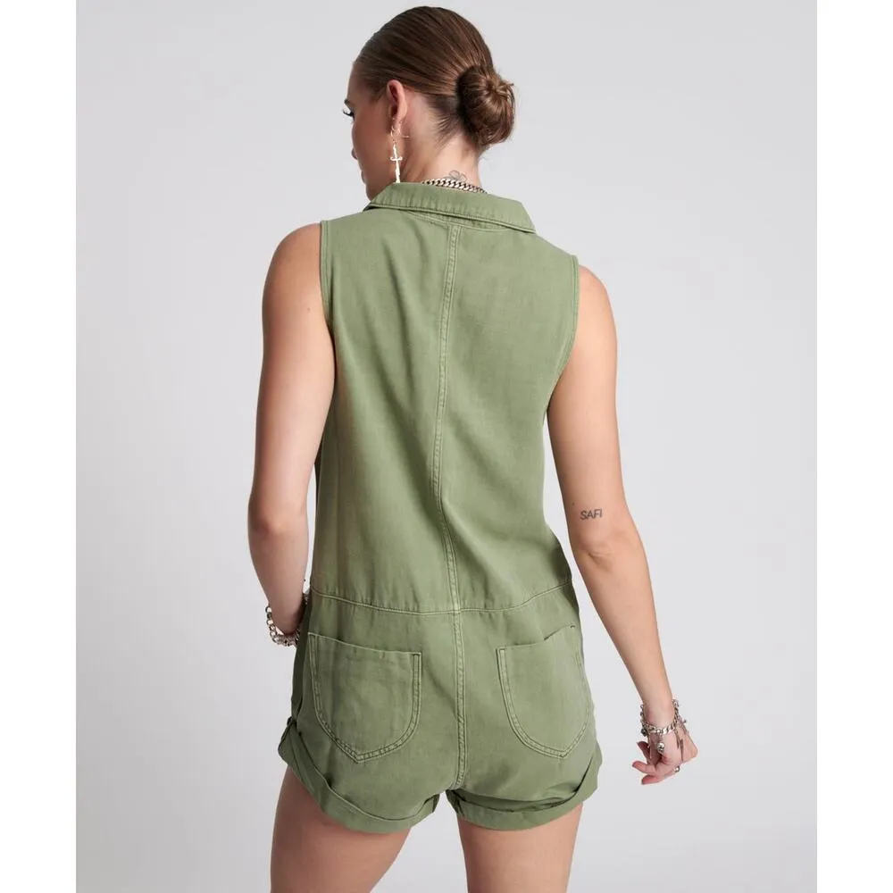 ONE TEASPOON Super Khaki Green Braxton Mini Utility Jumpsuit NWT Size Large - Image 2
