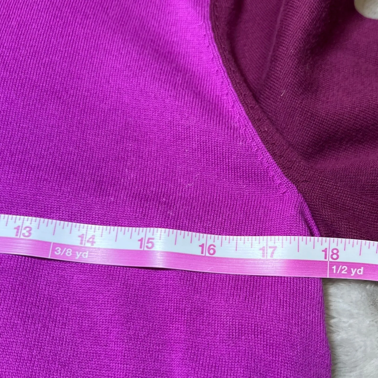 Lands End Boat Neck Sweater Womens Medium Purple Color Block Supima Cotton Cozy - Image 8