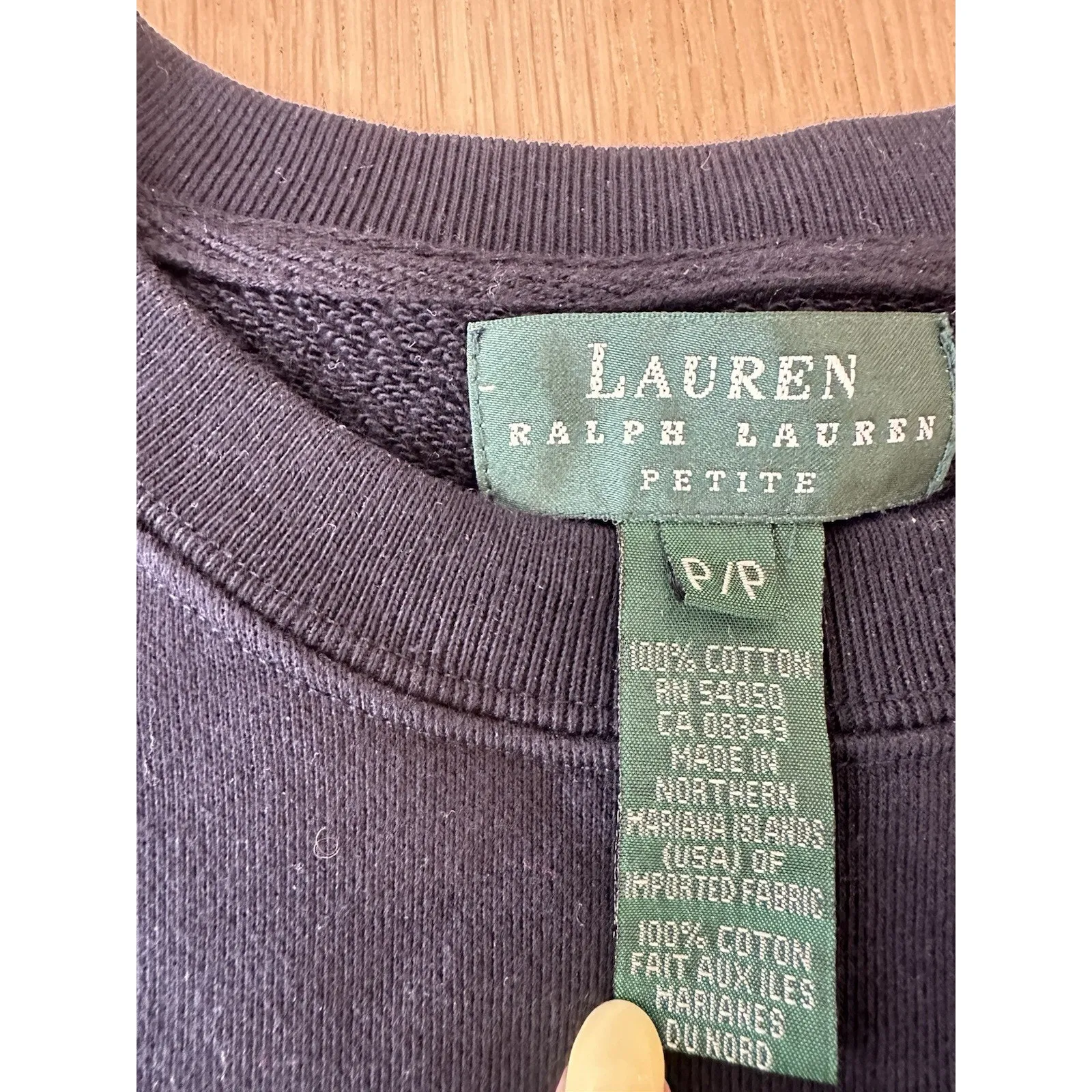 LAUREN RALPH LAUREN CLASSIC NAVY BLUE CREWNECK COTTON SWEATSHIRT Small P 2230 - Image 7