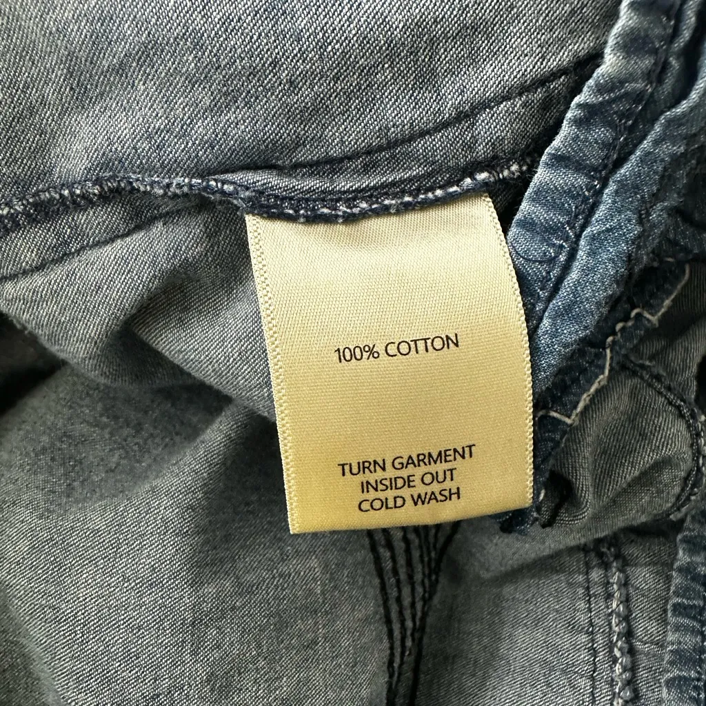 LAPIS Western Cowgirl Chambray Denim Dress Milkmaid Cottagecore Size Medium Blue - Image 5