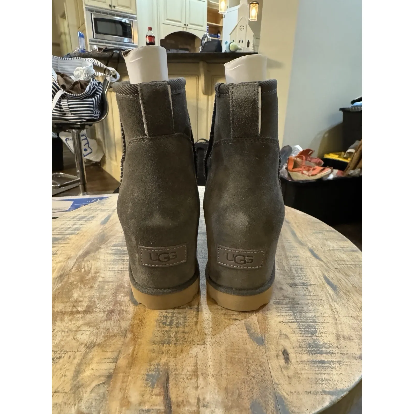 UGG CLASSIC FEMME MINI SLATE WEDGE ANKLE BOOTS US 12 / EU 43 / UK 10 Gray - Image 5