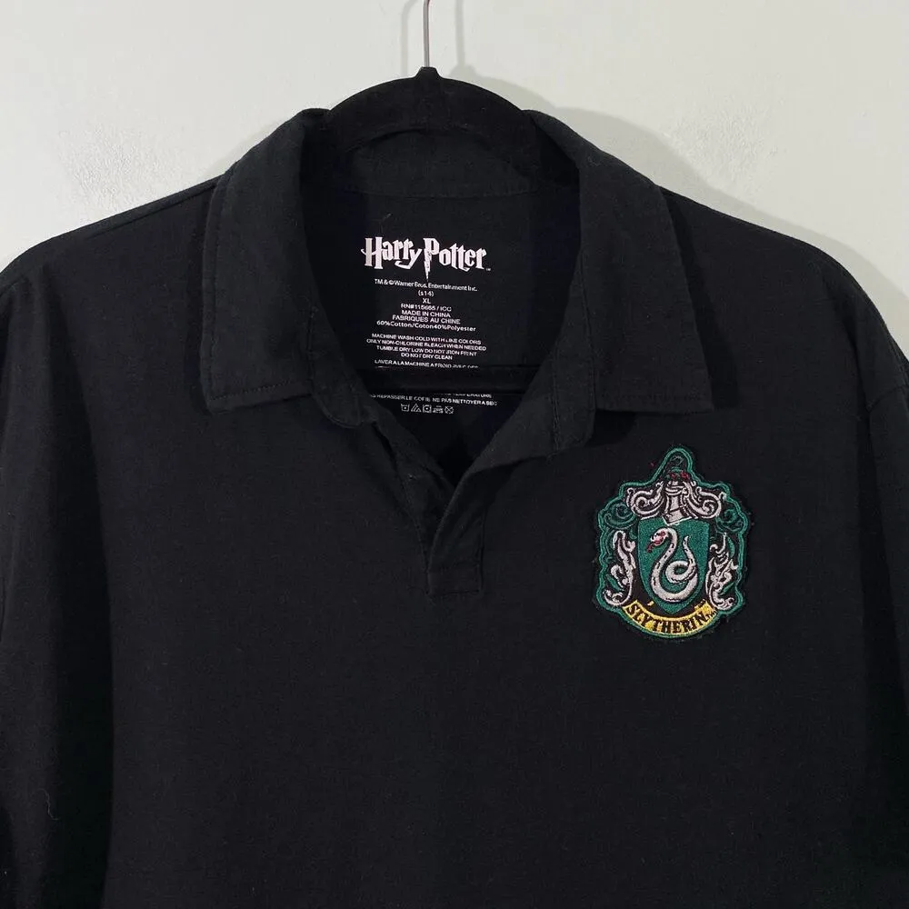 Harry Potter Women's Black Slytherin Short Sleeve Polo Size XL - Image 2