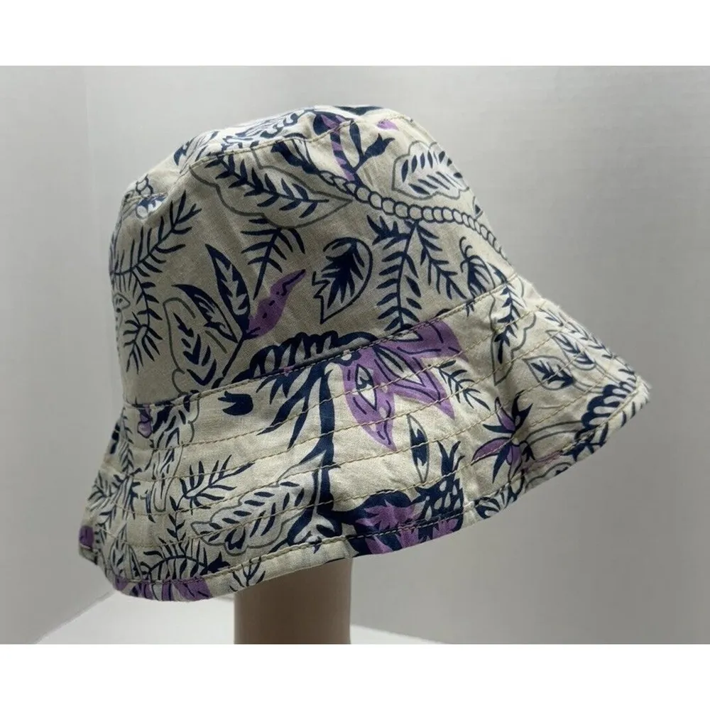 Hat Attack Bucket Hat 100% Cotton Floral Outdoor Hiking Ivory Purple Bea… - Image 5